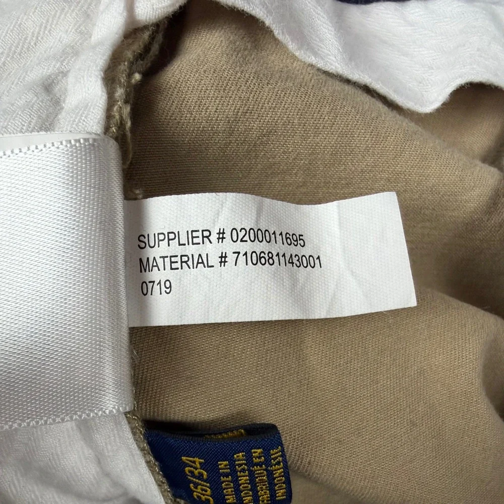 Polo Ralph Lauren Men's 36x34 Tan Stretch Slim Fit Twill Chino Pants Flat Front